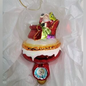 Vintage Santa Claus Large Blown Glass Ornament